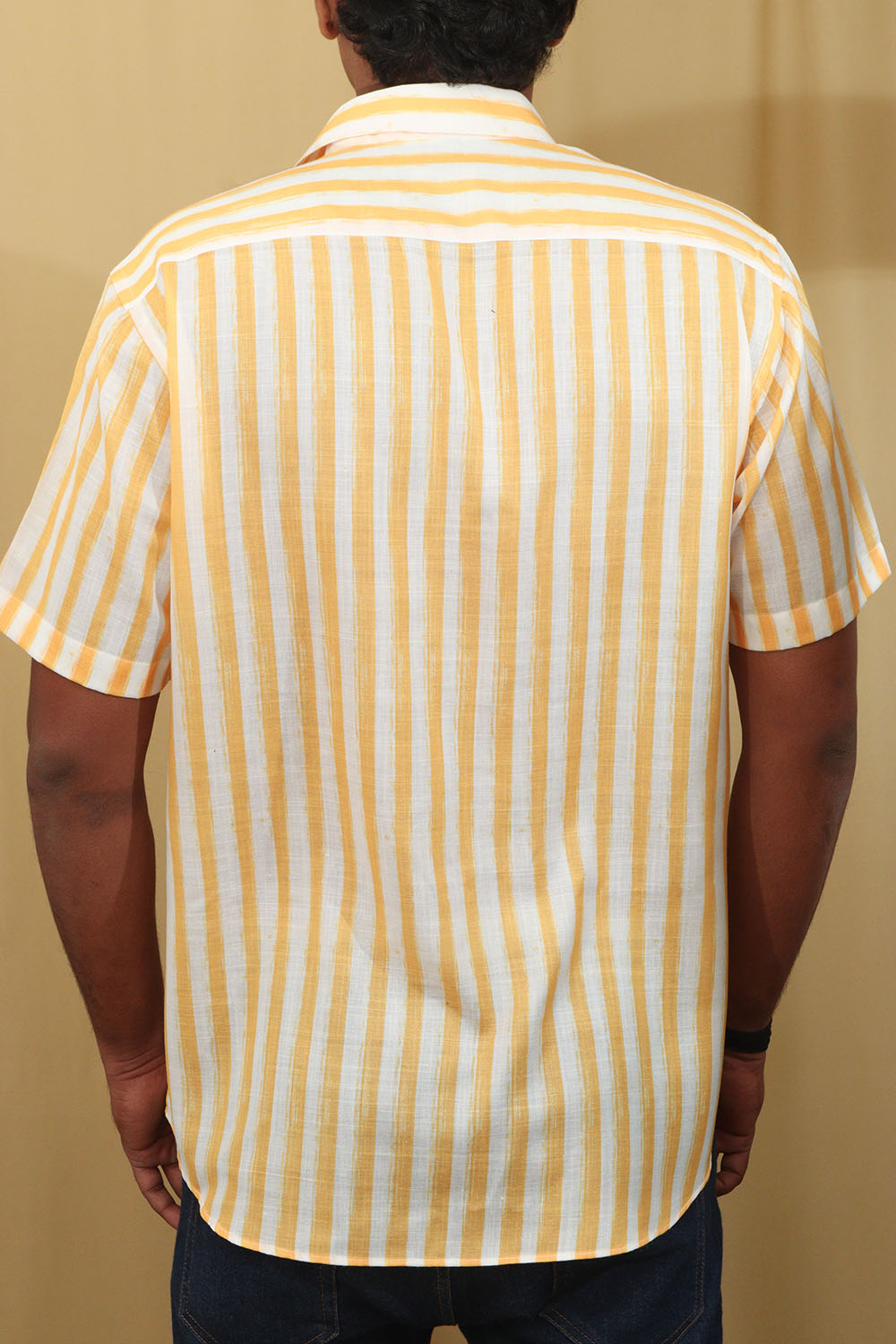Sunshine Yellow Wrinkle Free Cotton Linen Digital Printed Shirt - Luxurion World