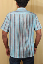 Vibrant Blue Wrinkle Free Cotton Linen Digital Printed Shirt - Luxurion World
