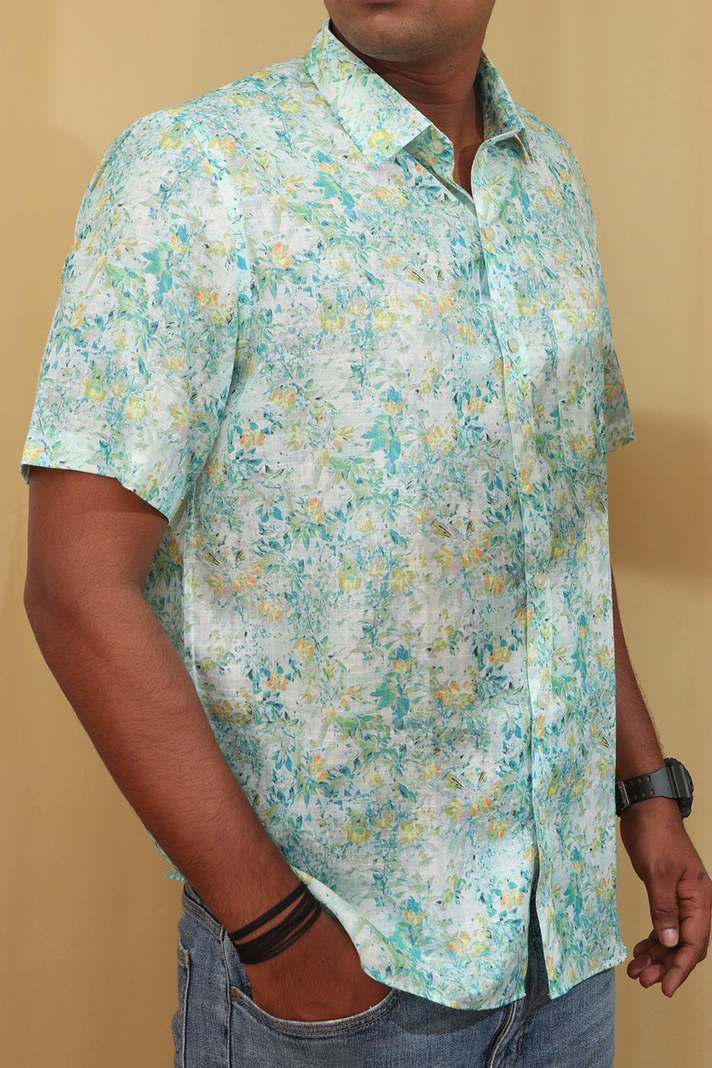 Colorful  Multicolor Digital Printed Wrinkle Free Linen Cotton Shirt - Luxurion World