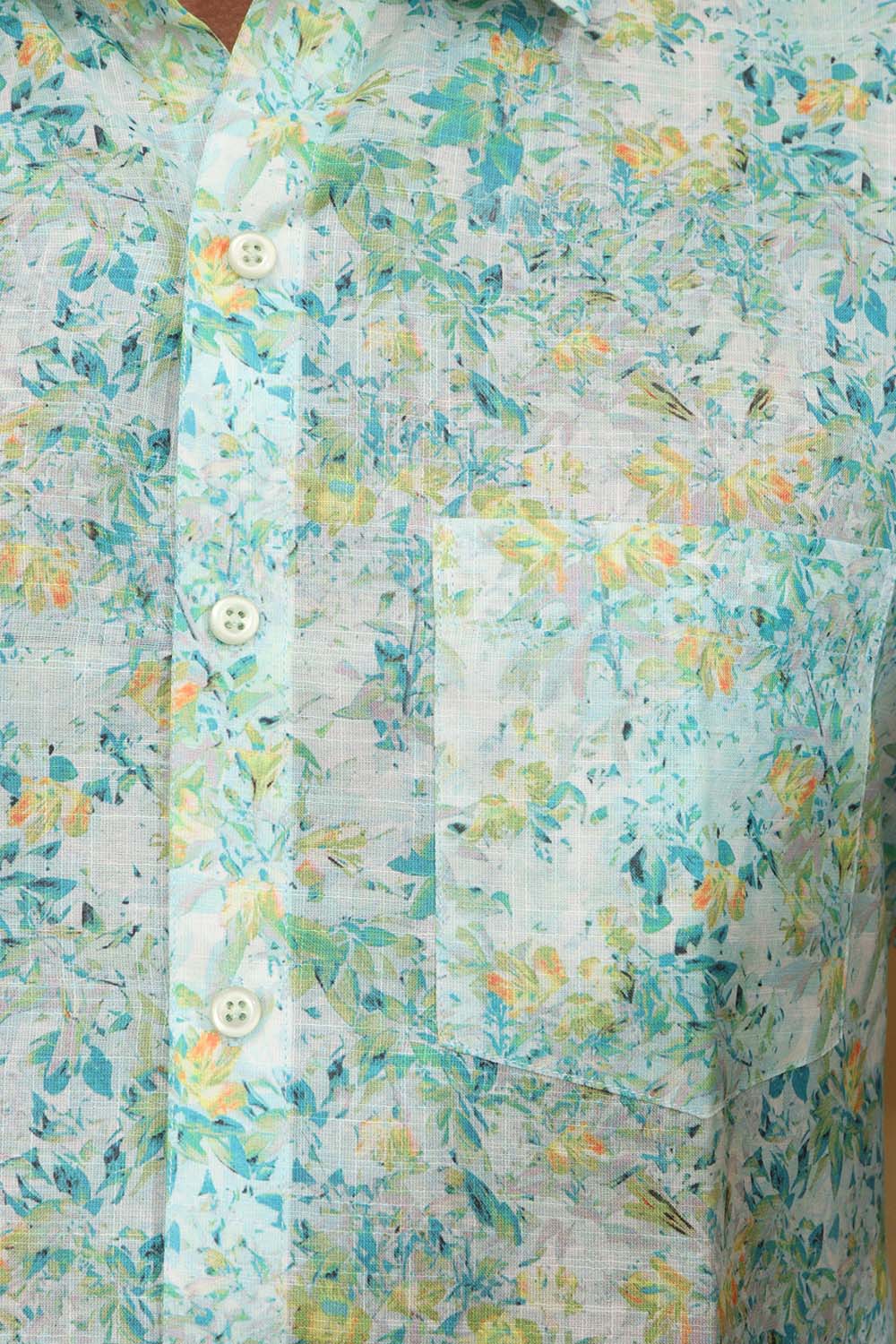 Colorful  Multicolor Digital Printed Wrinkle Free Linen Cotton Shirt - Luxurion World