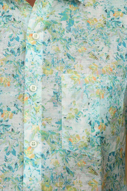 Colorful  Multicolor Digital Printed Wrinkle Free Linen Cotton Shirt - Luxurion World