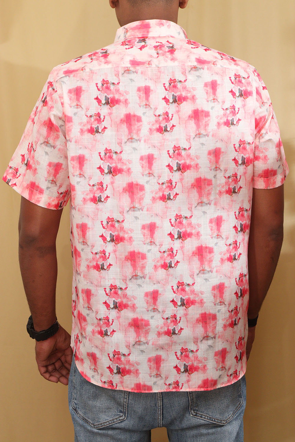 Vibrant Pink Digital Printed Wrinkle Free Linen Cotton Shirt - Luxurion World