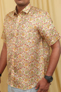 Pastel Madhubani Print Silk Shirt: Semi Tussar Elegance - Luxurion World