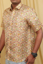 Pastel Madhubani Print Silk Shirt: Semi Tussar Elegance - Luxurion World