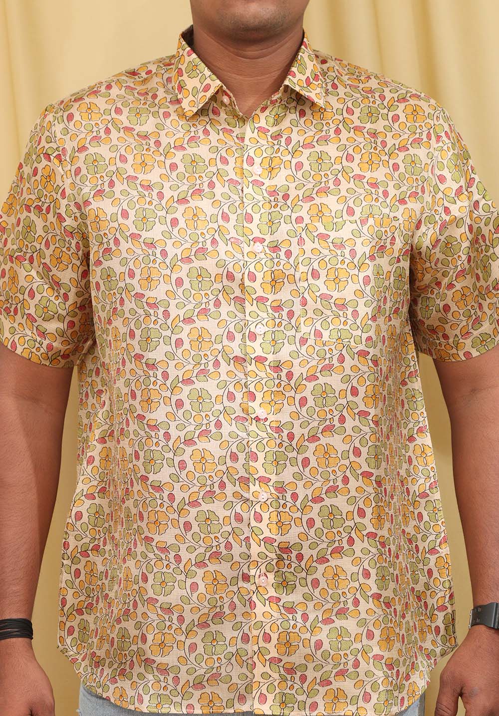 Pastel Madhubani Print Silk Shirt: Semi Tussar Elegance - Luxurion World