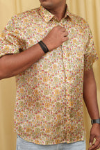 Pastel Madhubani Print Silk Shirt: Semi Tussar Elegance - Luxurion World