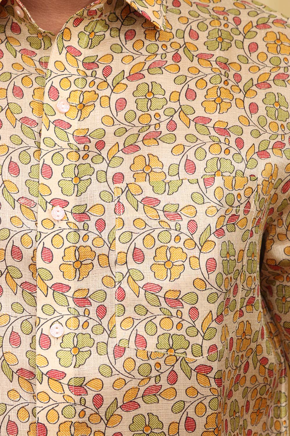 Pastel Madhubani Print Silk Shirt: Semi Tussar Elegance - Luxurion World