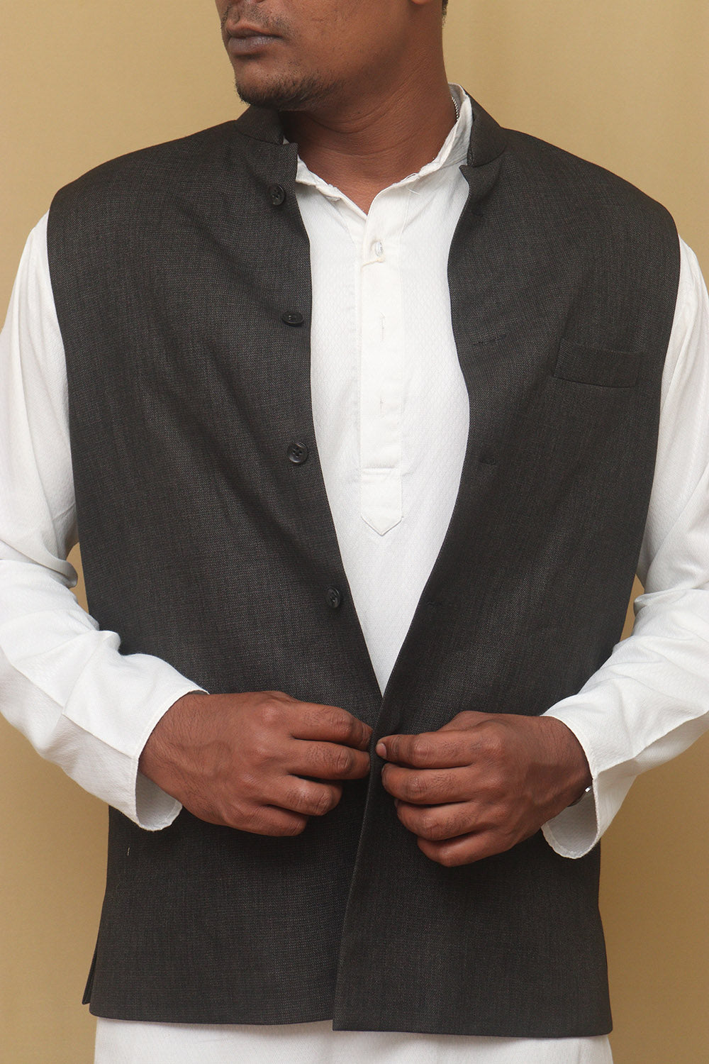 Elegant Black Cotton Nehru Jacket: Classic Style for Every Occasion - Luxurion World
