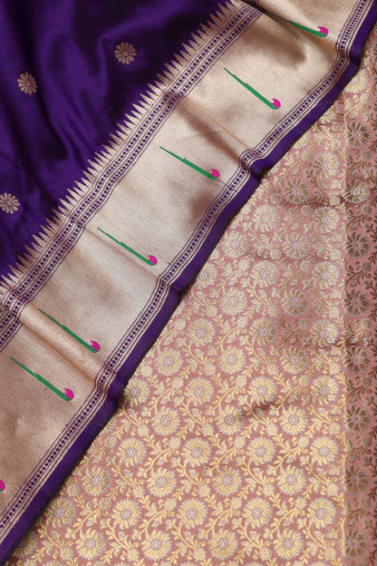 Pastel Banarasi Brocade Suit With Purple Paithani Silk Flower Design Dupatta