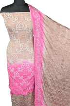 Pastel Bandhani Modak Silk Three Piece Unstitched Suit Set