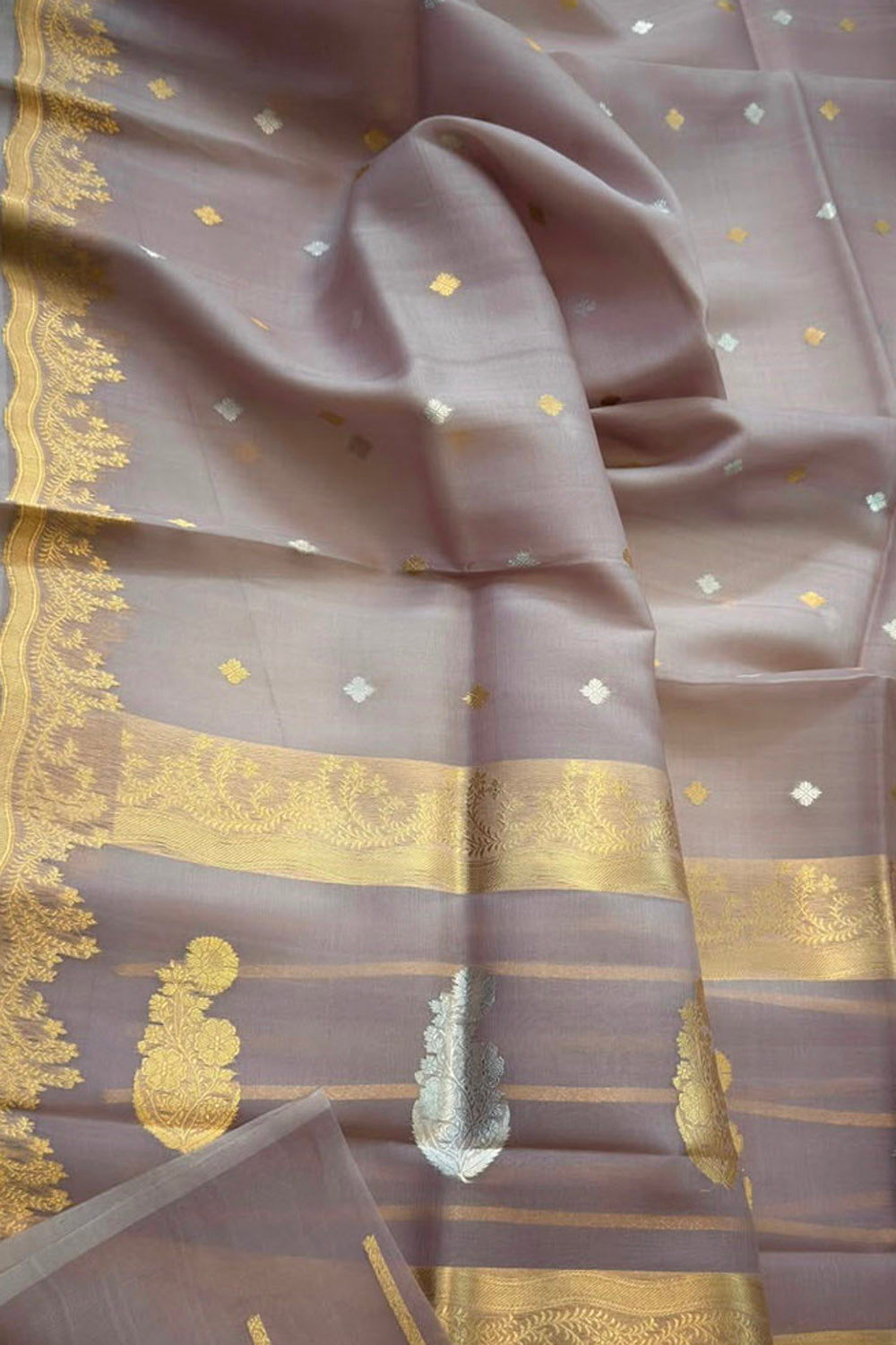 Pastel Handloom Banarasi Pure Kora Organza Saree