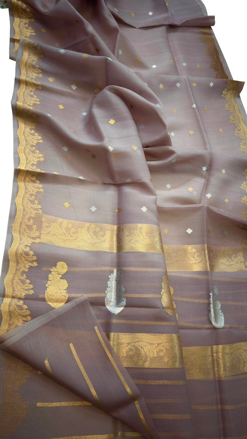 Pastel Handloom Banarasi Pure Kora Organza Saree