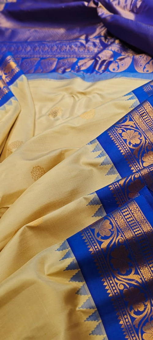 Pastel Gadwal Pure Silk Handloom Saree Elegant Ethnic Wear