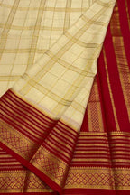 Pastel Mysore Crepe Silk Checks Saree — Handloom Weave, Festive