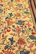 Pastel Kalamkari Hand Painted Ikat Kanjeevaram Pure Silk Saree