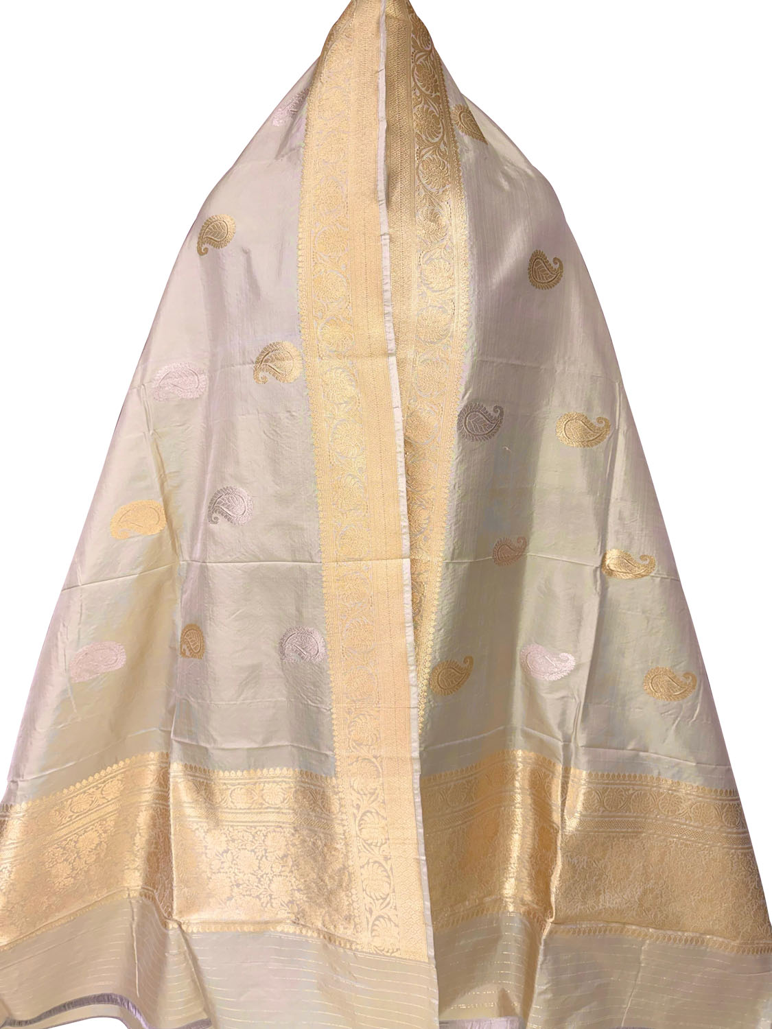 Pastel Pure Katan Silk Banarasi Handloom Booti Design Handloom Dupatta