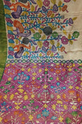 Pastel Pure Tussar Silk Hand Painted Kalamkari Saree