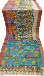 Pastel Pure Tussar Silk Hand Painted Kalamkari Saree