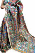 Pastel Pure Tussar Silk Hand Painted Madhubani Saree
