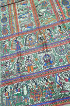 Pastel Pure Tussar Silk Hand Painted Madhubani Saree