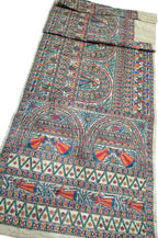 Pastel Pure Tussar Silk Hand Painted Madhubani Saree
