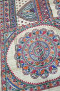 Pastel Pure Tussar Silk Hand Painted Madhubani Saree
