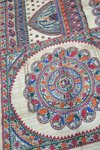 Pastel Pure Tussar Silk Hand Painted Madhubani Saree