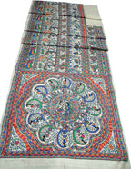 Pastel Pure Tussar Silk Hand Painted Madhubani Saree