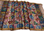 Pastel Pure Tussar Silk Pen Kalamakari Hand Painted Dupatta