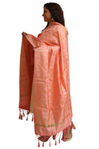 Peach Banarasi Silk Dupatta - with a beautifully handcrafted matching tassel - Luxurion World