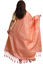 Peach Banarasi Silk Dupatta - with a beautifully handcrafted matching tassel - Luxurion World
