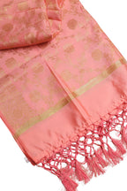 Peach Banarasi Silk Dupatta - with a beautifully handcrafted matching tassel - Luxurion World