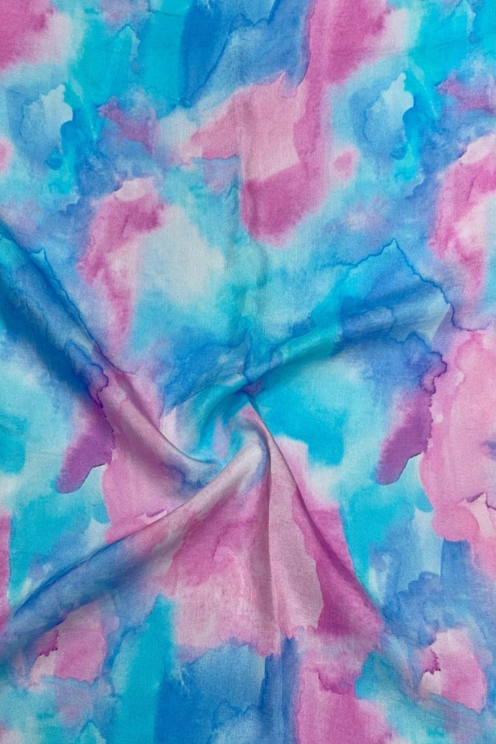 Pink And Blue Digital Printed Muslin Fabric Ethnic Dress Material
