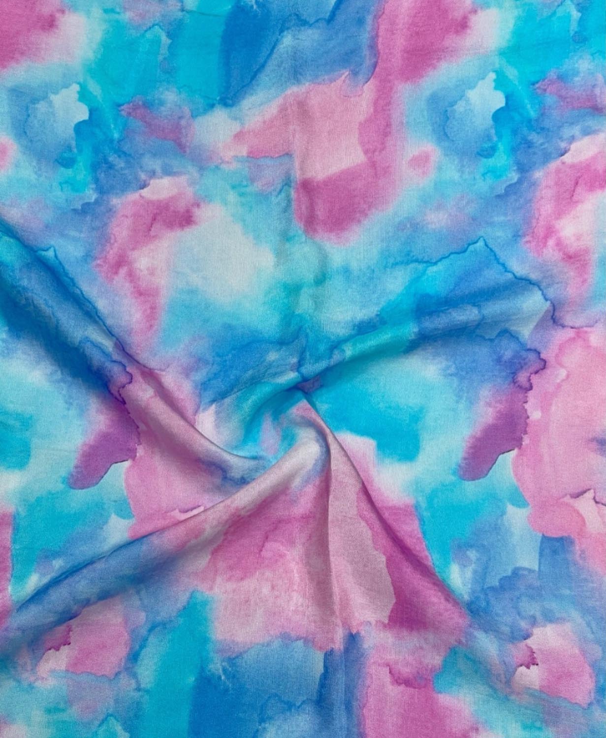 Pink And Blue Digital Printed Muslin Fabric Ethnic Dress Material