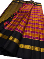 Pink And Brown Kanjeevaram Handloom Pure Silk Saree