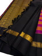 Pink And Brown Kanjeevaram Handloom Pure Silk Saree