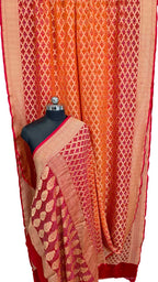 Pink And Orange Banarasi Bandhani Georgette Neemzari Jangla Saree