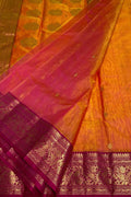 Pink And Orange Chanderi Handloom Pure Katan Silk Saree