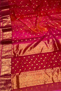 Pink And Red Chanderi Handloom Pure Katan Silk Saree