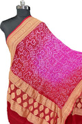 Pink And Red Pure Georgette Bandhani Rai Bandhej Dupatta