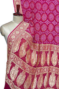Pink Banarasi Bandhani Pure Georgette Neemzari Saree