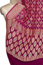 Pink Banarasi Bandhani Pure Georgette Saree Neemzari
