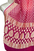 Pink Banarasi Bandhani Pure Georgette Saree Neemzari