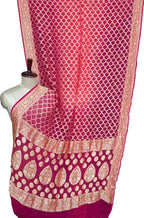 Pink Banarasi Bandhani Pure Georgette Saree Neemzari