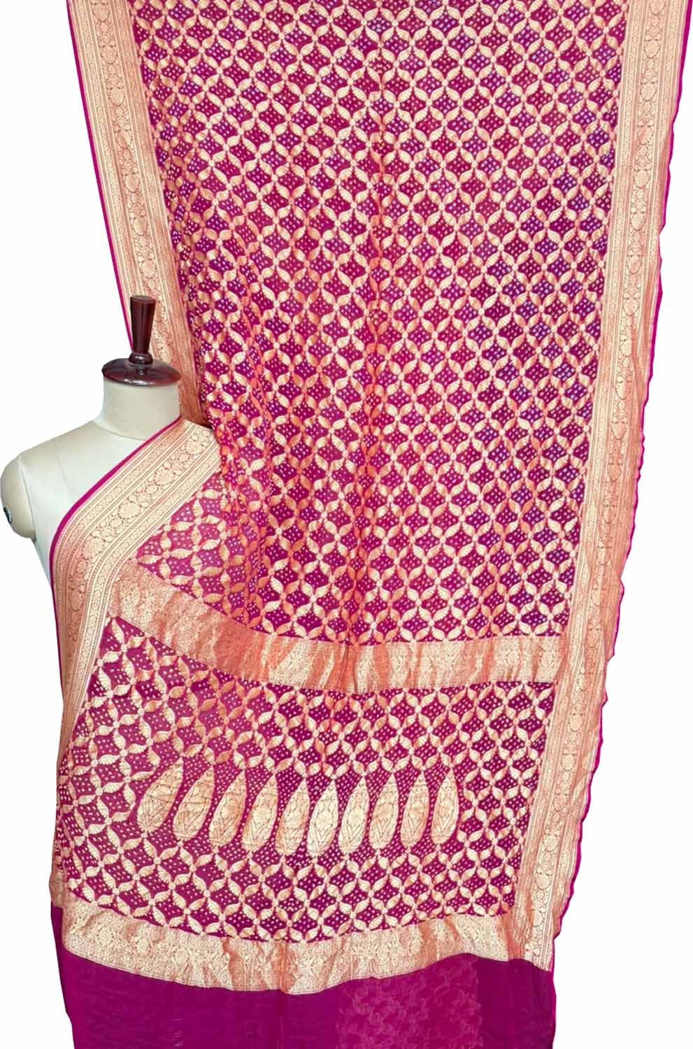 Pink Banarasi Bandhani Pure Georgette Saree Neemzari