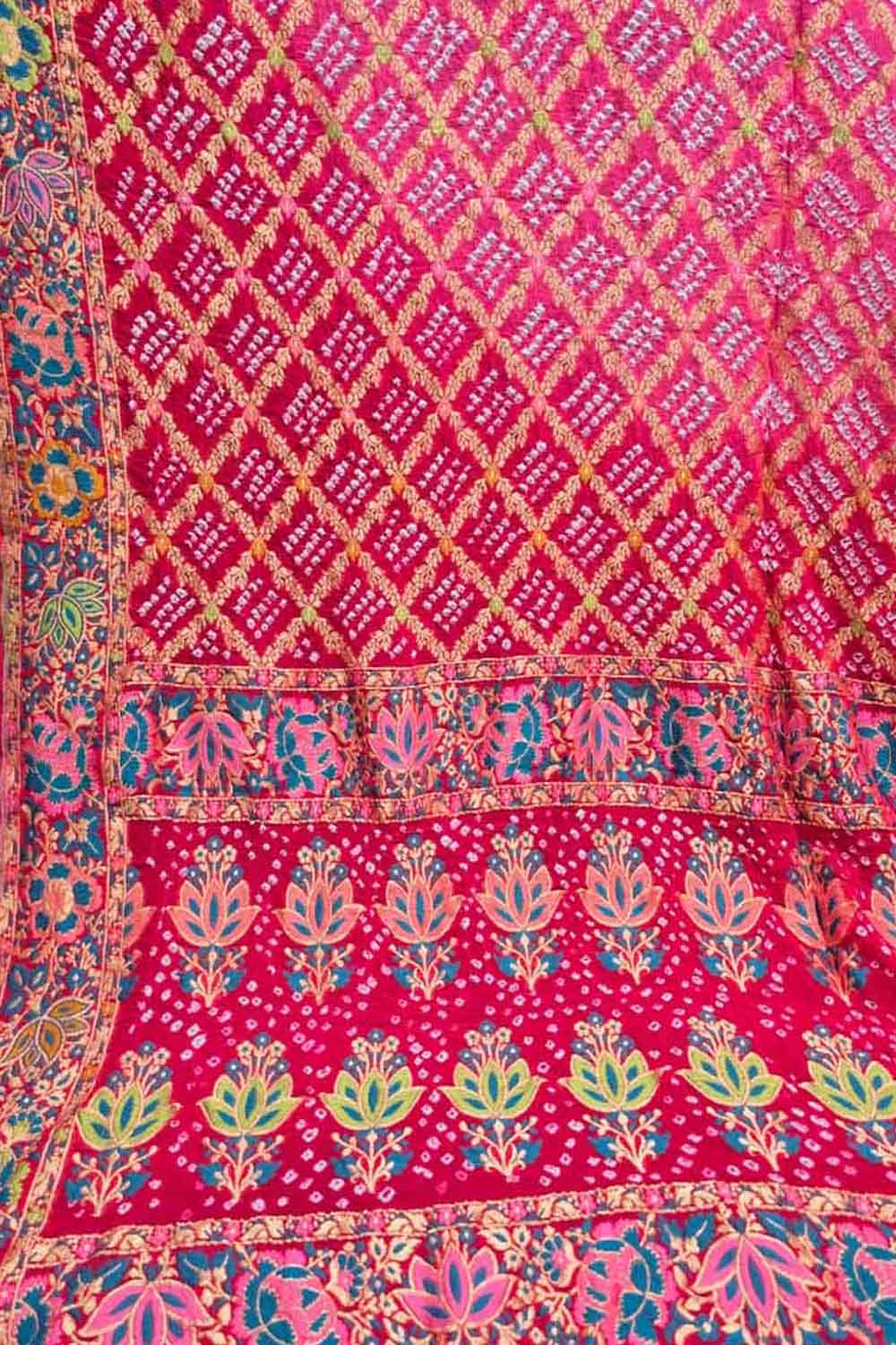 Pink Banarasi Bandhani Pure Georgette Tilfi Zari Saree