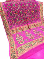 Pink Banarasi Bandhani Pure Georgette Tilfi Zari Saree
