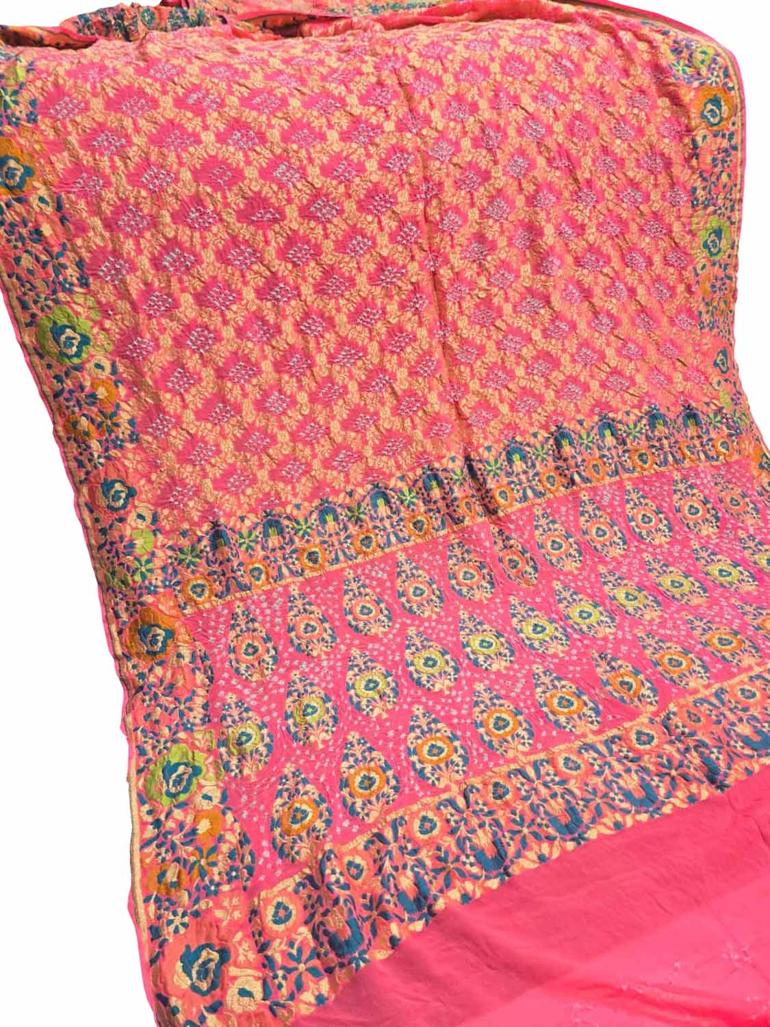 Pink Banarasi Bandhani Pure Georgette Tilfi Zari Saree