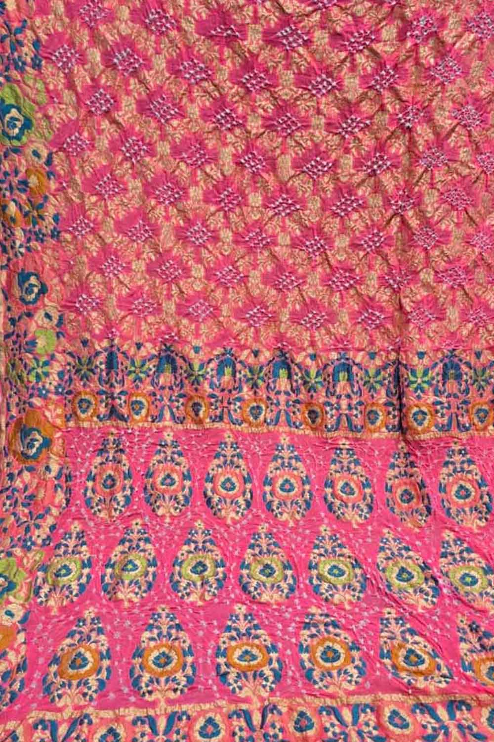 Pink Banarasi Bandhani Pure Georgette Tilfi Zari Saree