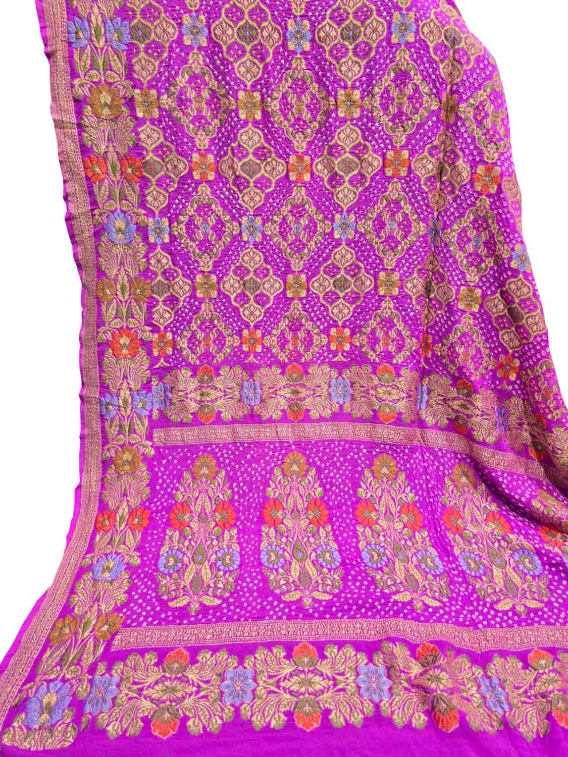Pink Banarasi Bandhani Pure Georgette Tilfi Zari Saree